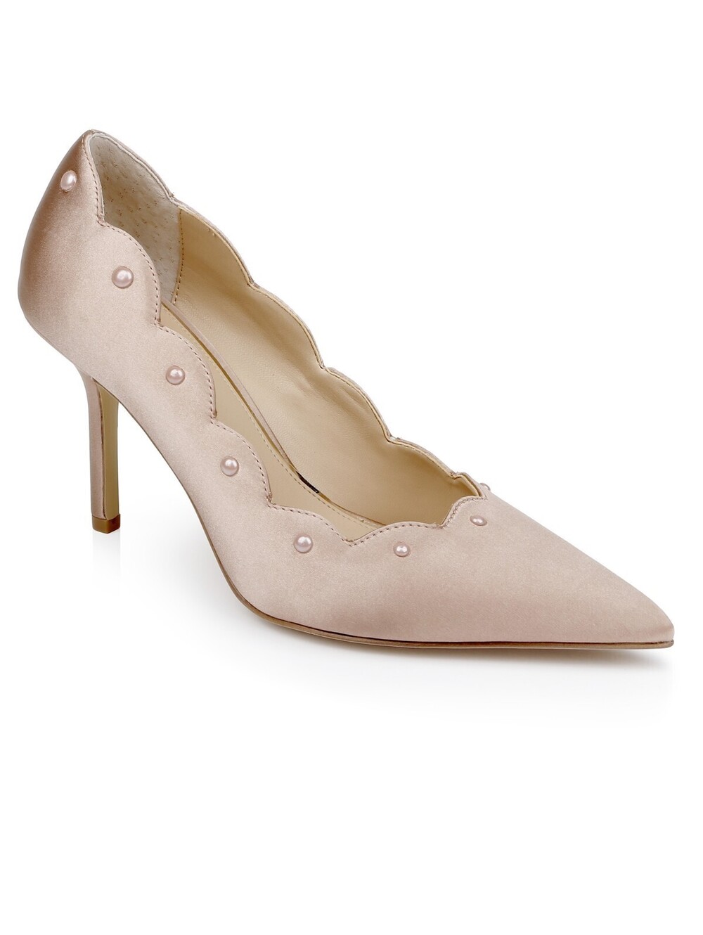 Jewel Badgley Mischka Heels Shoes Nude Satin 7.5M